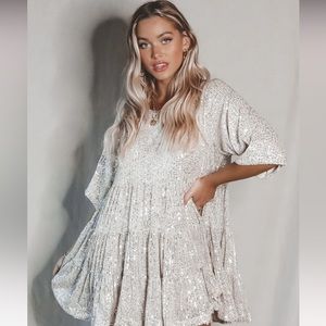 Amazing Lace- Sequin Baby Doll Dress